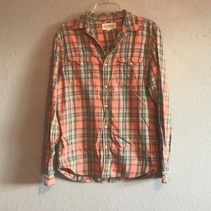 Orange, Blue, + Green Flannel